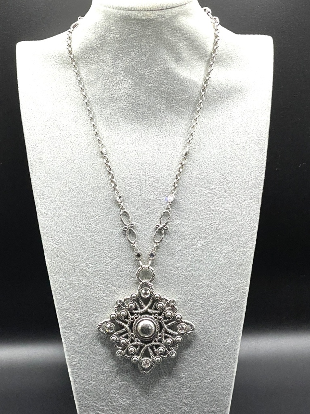 Brighton Silver-Tone Ornate Filigree Pendant Necklace